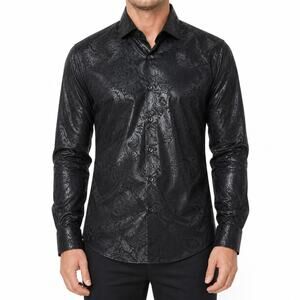 Consequence Shirt Mens Small Black Tonal Celebration Foil Long Sleeve